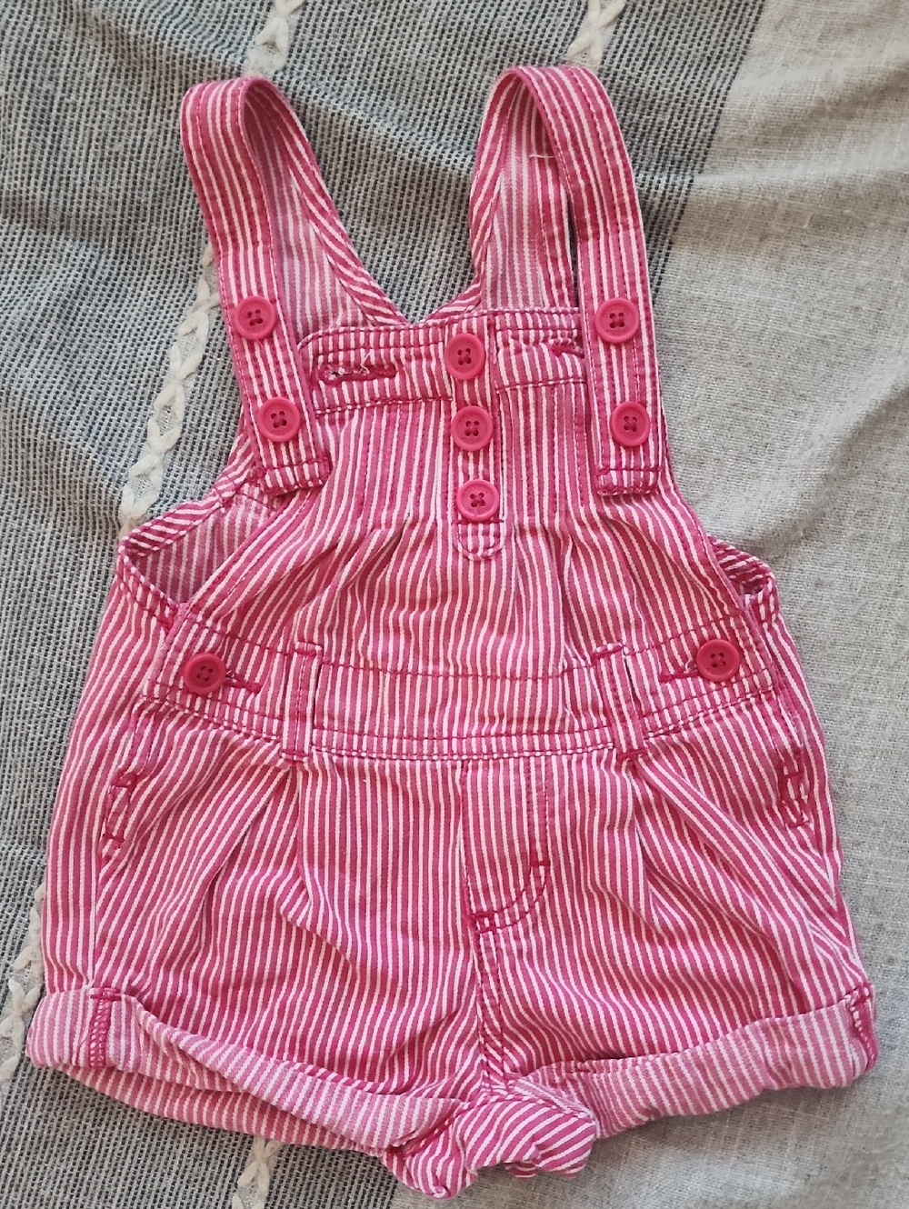 Vintsage OshKosh B'gosh Vestbak Girl Stripe Shortall Size 12 Month